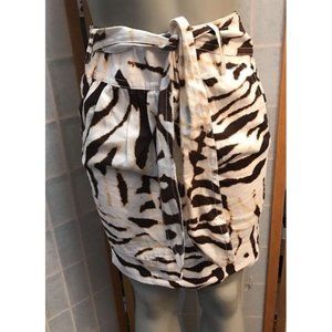 Banana Republic Skirt Beige Brown Animal Print Linen  Size 2 $69.00 Tag Price